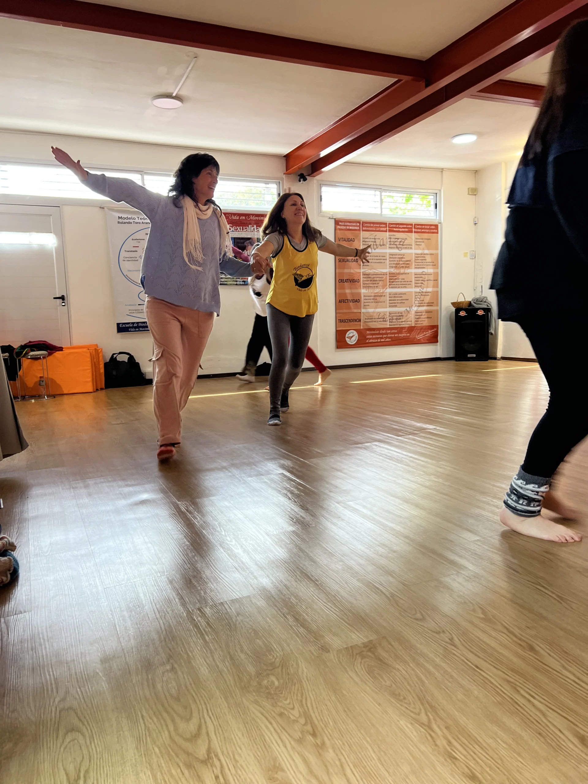 Movimiento expresivo durante una clase de Biodanza